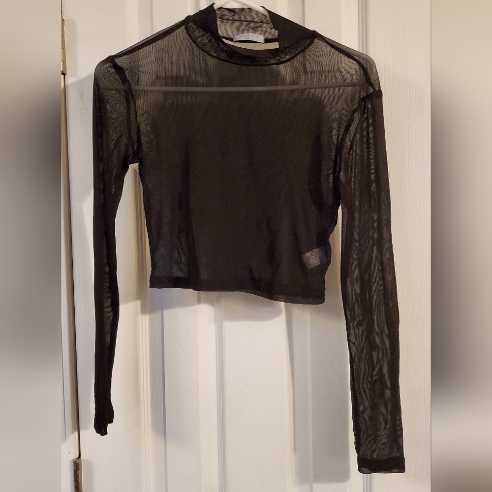 Sassy crop top, sheer black mesh